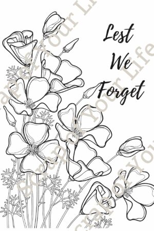 Poppies on White Printable for ANZAC Day