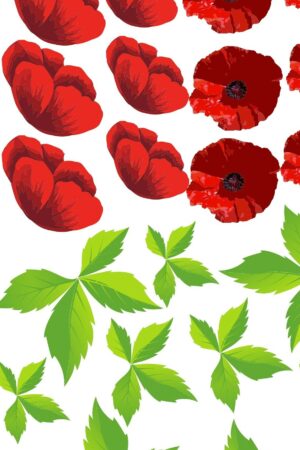 Anzac Printable - Red Poppies & Leaves